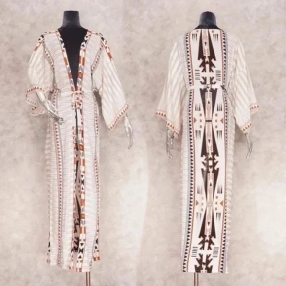SOLD OUT Western Aztec Boho Tribal Kimono Duster Wrap - Picture 4 of 4